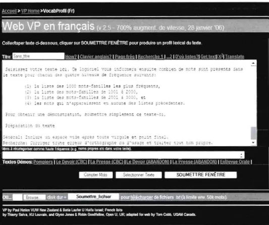 Figure 3.4 - Vocabprofil v 2.5 