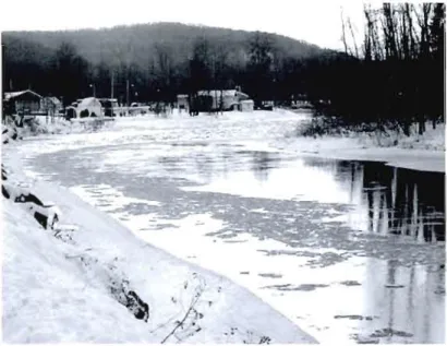 Figure  2.6  Ice  trains  at  river  bend  PK21  from  esluary,  Mitis  River,  Québec