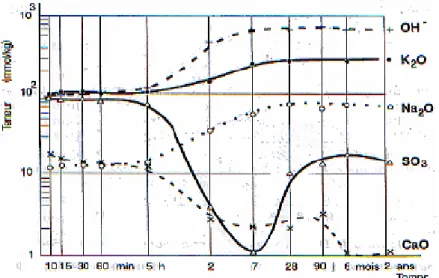 Figure I.1: Evolution de la composition de la phase interstitielle aqueuse [28]. 