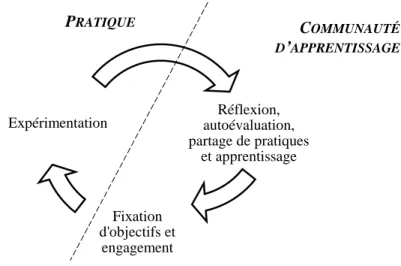 Figure 8. De la réflexion (en communauté d’apprentissage) à l’expérimentation (dans la  pratique) 
