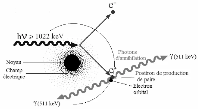 Figure 2.7 Illustration schématique de l’effet production de paire. 