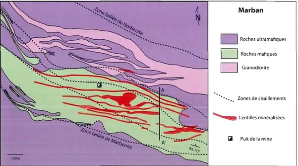 Figure 2.2:  Plan du gisement de Marban, Niogold, 2008. 
