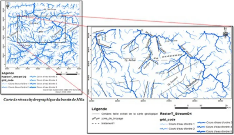Figure 2. Carte linéamentaire de la feuille de Constantine dans le  bassin de Mila.