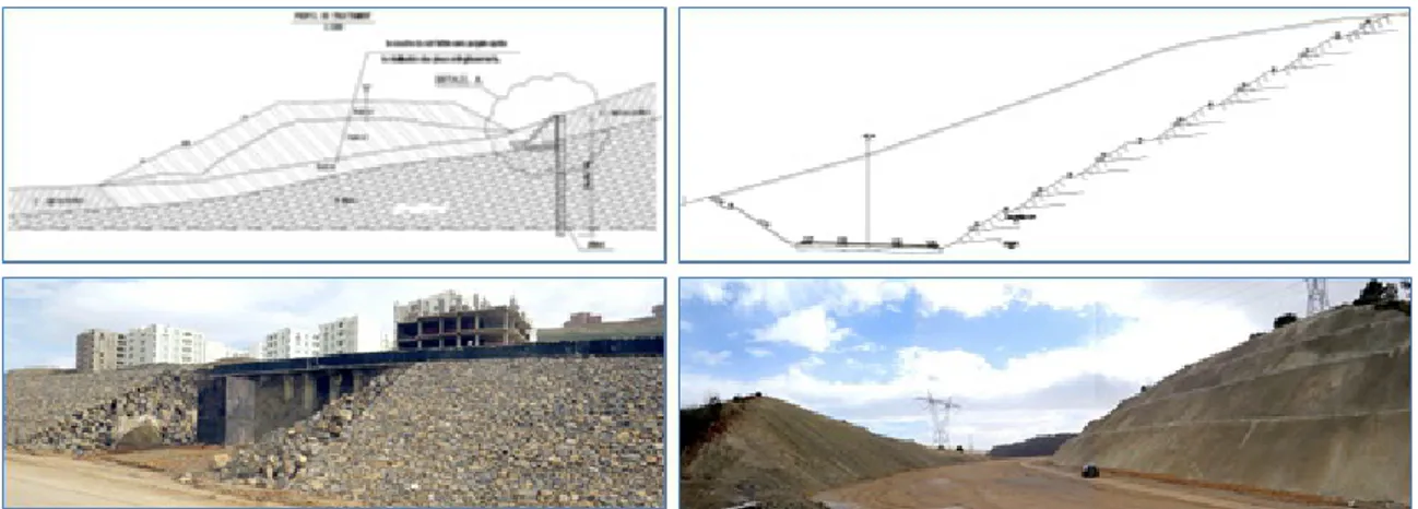 Figure 03. Exemples de stabilisation de terrain au niveau du projet de la liaison autoroutière Chiffa-Berrouaghia.