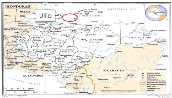 Figure 1  Position géographique d'Utila au  Honduras 