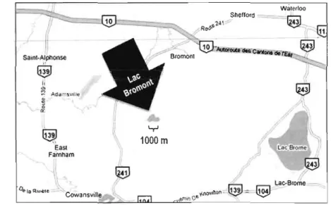 Figure 1.3 Localisation  du  lac Bromont 