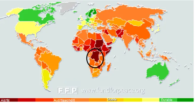 Figure 2.1  Cartographie des résultats de l’IED pour l’année 2013. L’Afrique centrale  est encerclée