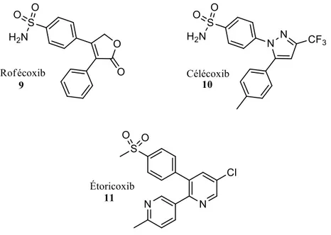 Figure 3. Structure des anti-inflammatoires non stéroïdiens qui inhibent sélectivement COX-2