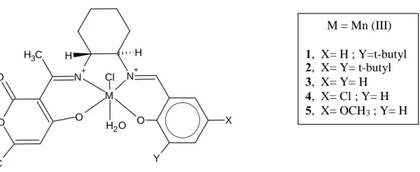 Figure I-3 : structures de complexes de Mn (III) avec des bases de schiff tétradendates.