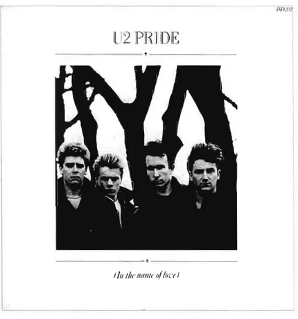 Figure  2.2  L'image de  la  pochette du  simple Pride  (In  the  Name  of Love) de  1984, donl  l'image  de  fond  fut récupérée dans  les  projections du  spectacle The  Unforgettable  Fire  (1984-85) 