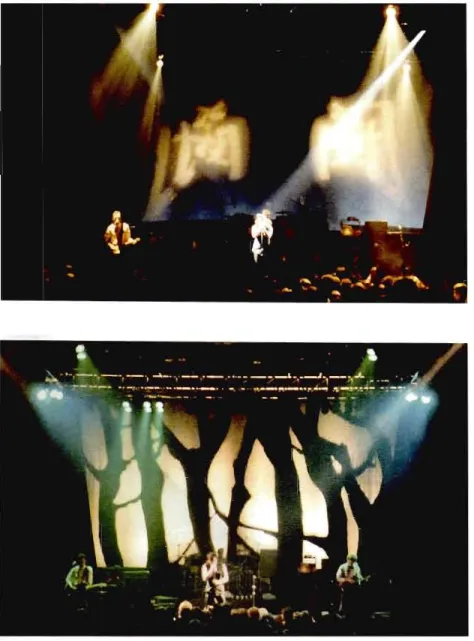 Figure 2.3  Exemples  de  projections  dans  le  spectacle  The  Unforgettable  Fire,  automne  1984,  Brixton Academy,  Londres