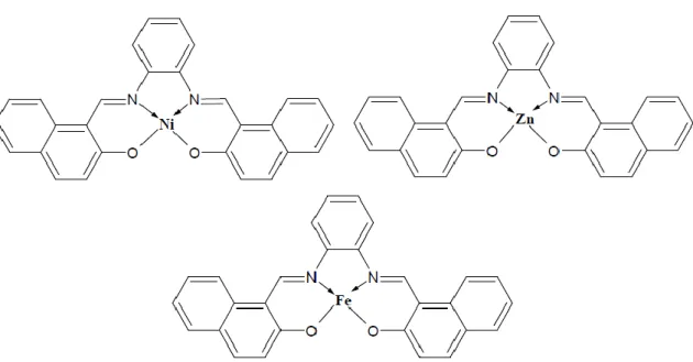 Figure I.4: Structure des complexes de Fe, Ni et Zn. 