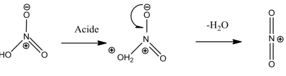 Figure II.9: Mécanisme de la formation de l’ion nitronium 