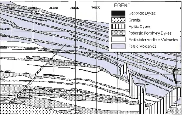 Fig.  1.2:  Local geology of the study area within the Comtois property. 