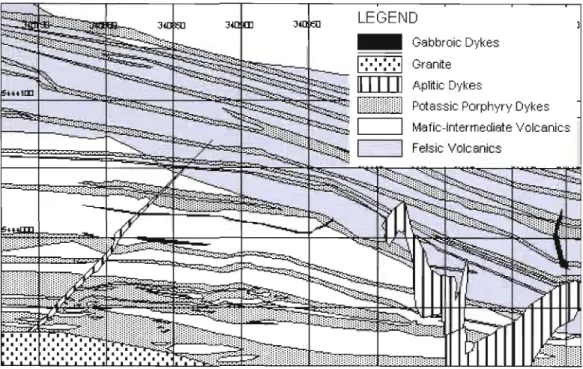 Fig.  1.2:  Local geology of the study area within the Comtois property. 