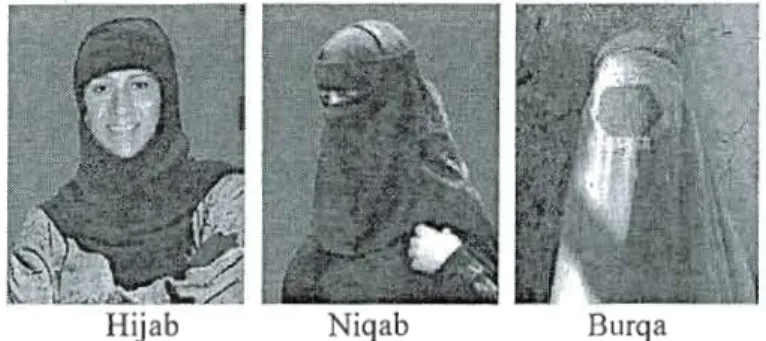 Figure  1.  Computer generated photos demonstrating different types  ofIslamic veils  (El­