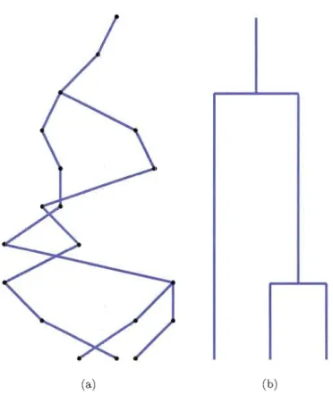 Figure 2.7 Échantillon d'une généalogie et simulation à l'aide du processus de coalescence