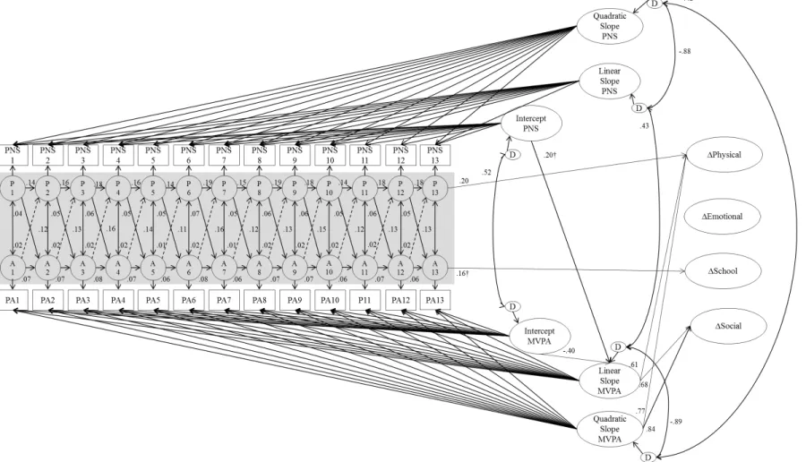 Figure 3. Results of the latent curve model with structured residuals
