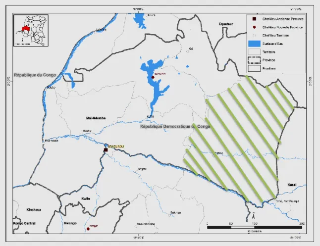 Figure 3-3 Localisation du territoire Oshwe dans la province de Maï-Ndombe (RGC,  2016) 