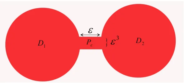 Figure 4. The domain Ω  with a thin passage where c i = n b i P i=1 b j and n P i=1