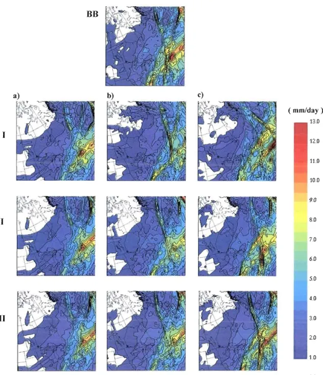 Figure 5  Transient componeot of the  precipitation rate field  for the  LBs  a  120  b  160  and c  196 for the  different experiments with  [no SN  Il 0-5% SN  and  III 5% SN