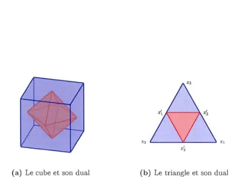 Figure  1.16 La figure  (a)  montre le  complexe du cube et son  complexe dual- l'octaèdre