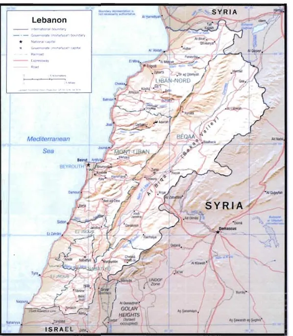 Figure 2.1  Territoires associés au Liban (2002) 