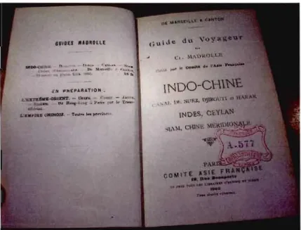 Figure 3.2  Page  liminaire  de  présentation  in  Claudius  Madrolle,  Guide  du  voyageur,  Paris, Comité de  l'Asie française,  1902,  185p