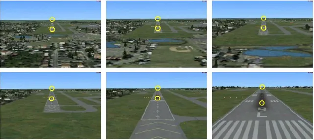 Figure 14 – Set of reference frames taken from a video as the UAV gets closer to the runway [Miller  et al., 2008]