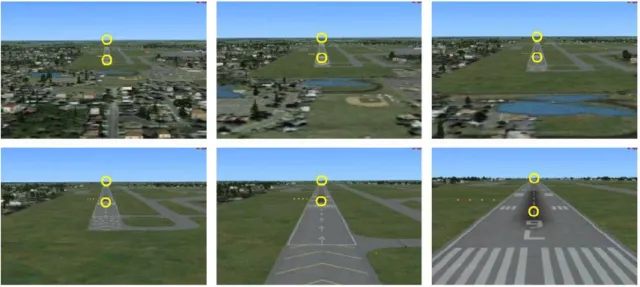 Figure 14 – Set of reference frames taken from a video as the UAV gets closer to the runway [Miller  et al., 2008]