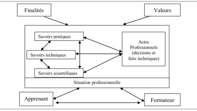 Figure 1  Place des savoirs professionnels dans les savoirs didactiques. 