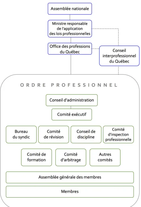 Figure 2-1 : Organigramme du système professionnel québécois 