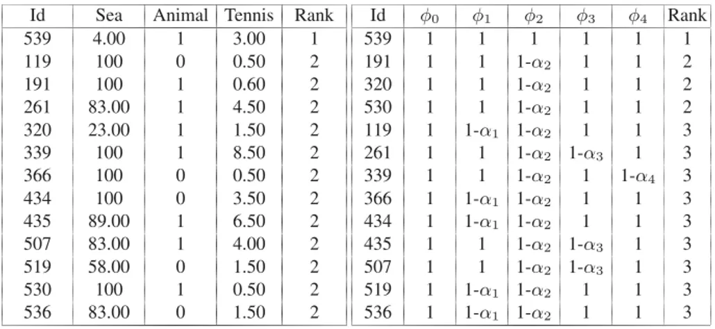Table 1. Weak comparison preference ranking Id Sea Animal Tennis Rank