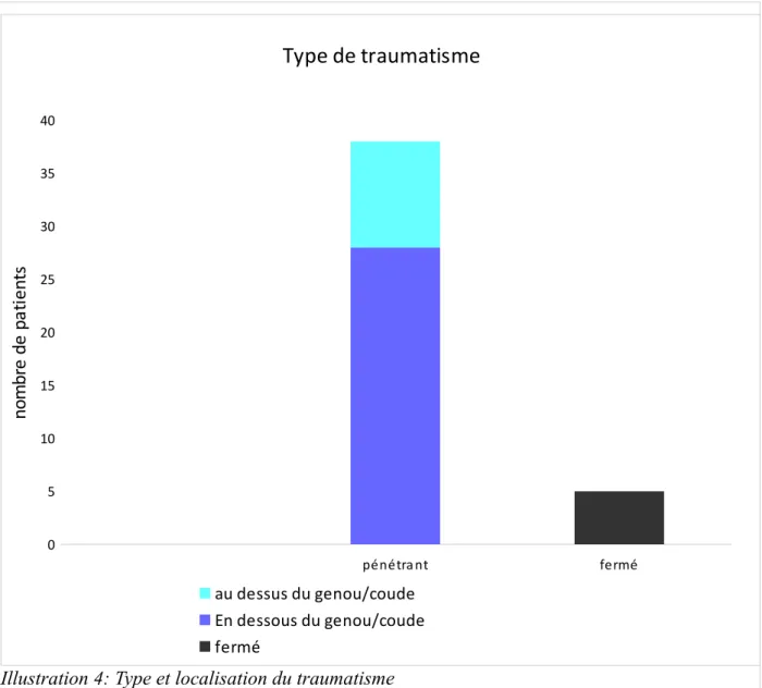 Illustration 4: Type et localisation du traumatisme