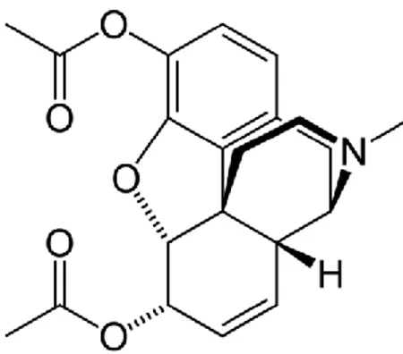 Figure 2 : Structure chimique de la molécule d’héroïne. 