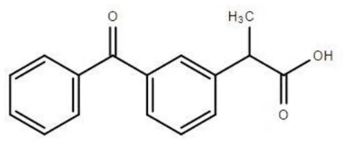 Figure  2  :  Structure  chimique  du  kétoprofène.  Structure  chimique  de  l’acide  (S)-2-(3- (S)-2-(3-benzoylphenyl)-propionique