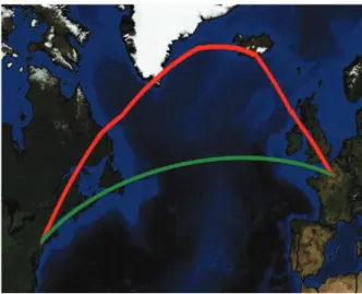 Figure 3 - Trajectory estimation of a real flight between Paris and New York  b)  Data filtering 