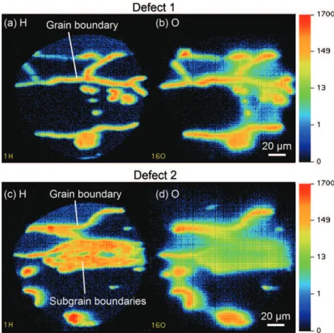 Fig. 2. SIMS maps of two different corrosion defects in a 2024 sample after the CF test