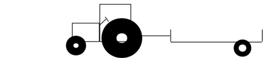 Figure 1 : Schéma d'un tracteur avec une remorque à ridelles basses et essieu arrière.