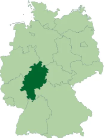 Figure 7 : Localisation de la région de Hesse en Allemagne [13] 