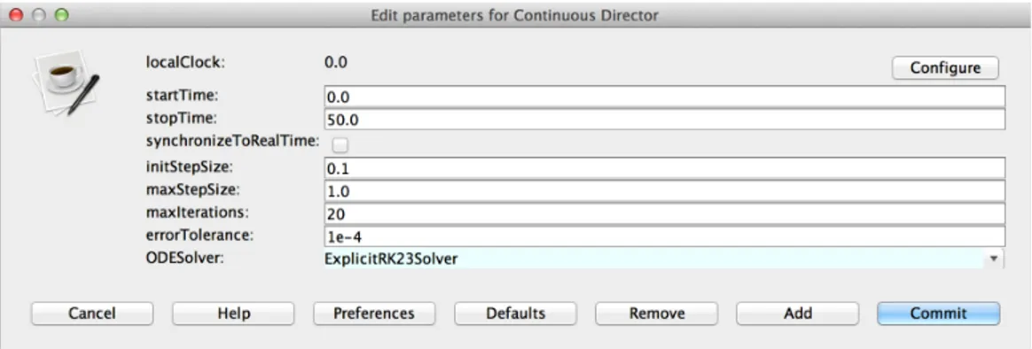 Figure 9.2: Dialog box showing director parameters for the model in Figure 9.1.