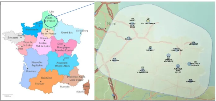 Figure 1 : Territoire du GHT Hainaut-Cambrésis 