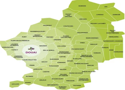 Figure 2 : Cartographie région du Douaisis 
