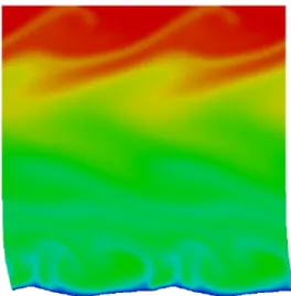 Figure 8: Corium-Concrete interaction, close-up near the surface showing the forma- forma-tion of cup-shaped structures (work of [16])