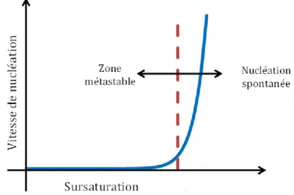 Figure I-9 : Evolution de la vitesse de nucléation J en fonction de la sursaturation S s 