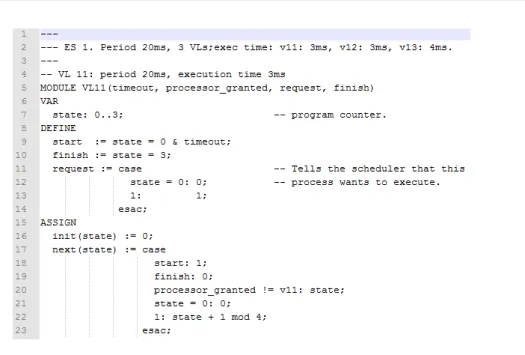 Figure 3.10 – NuSMV code for modeling a VL.