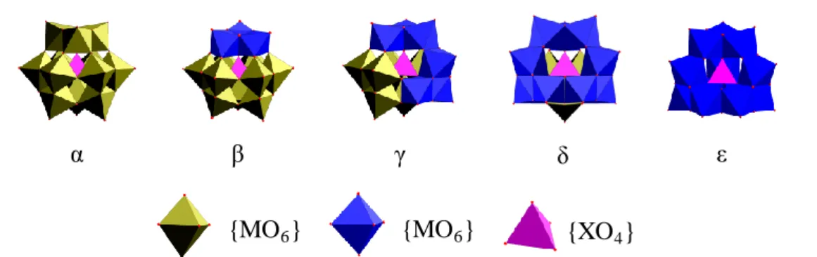 Figure I. 7 : Représentation polyédrique des cinq isomères du motif de Keggin. 