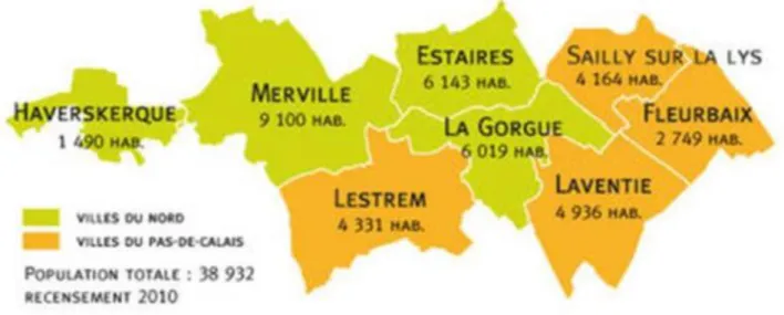 Figure  7  territoire  communauté de  communes  Flandres  Lys  source :  Communauté  de  communes  Flandres  Lys 