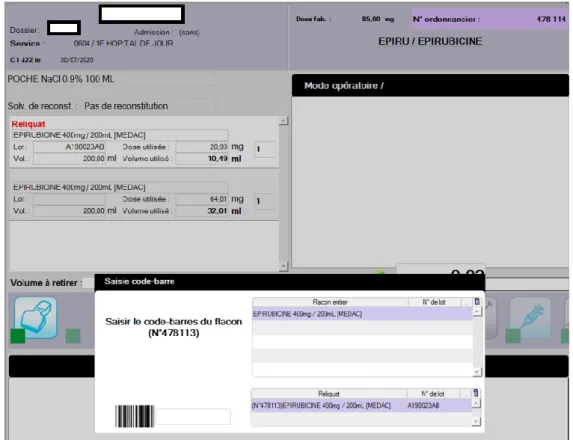 Figure 5 : Etape d’identification d’un flacon in-process 