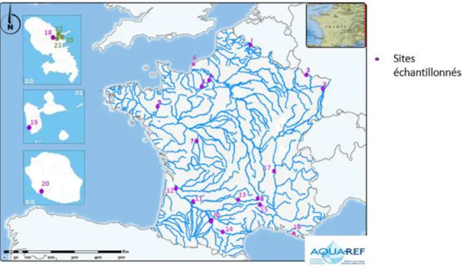 Figure 7 : Localisation des sites échantillonnés dans cette étude 